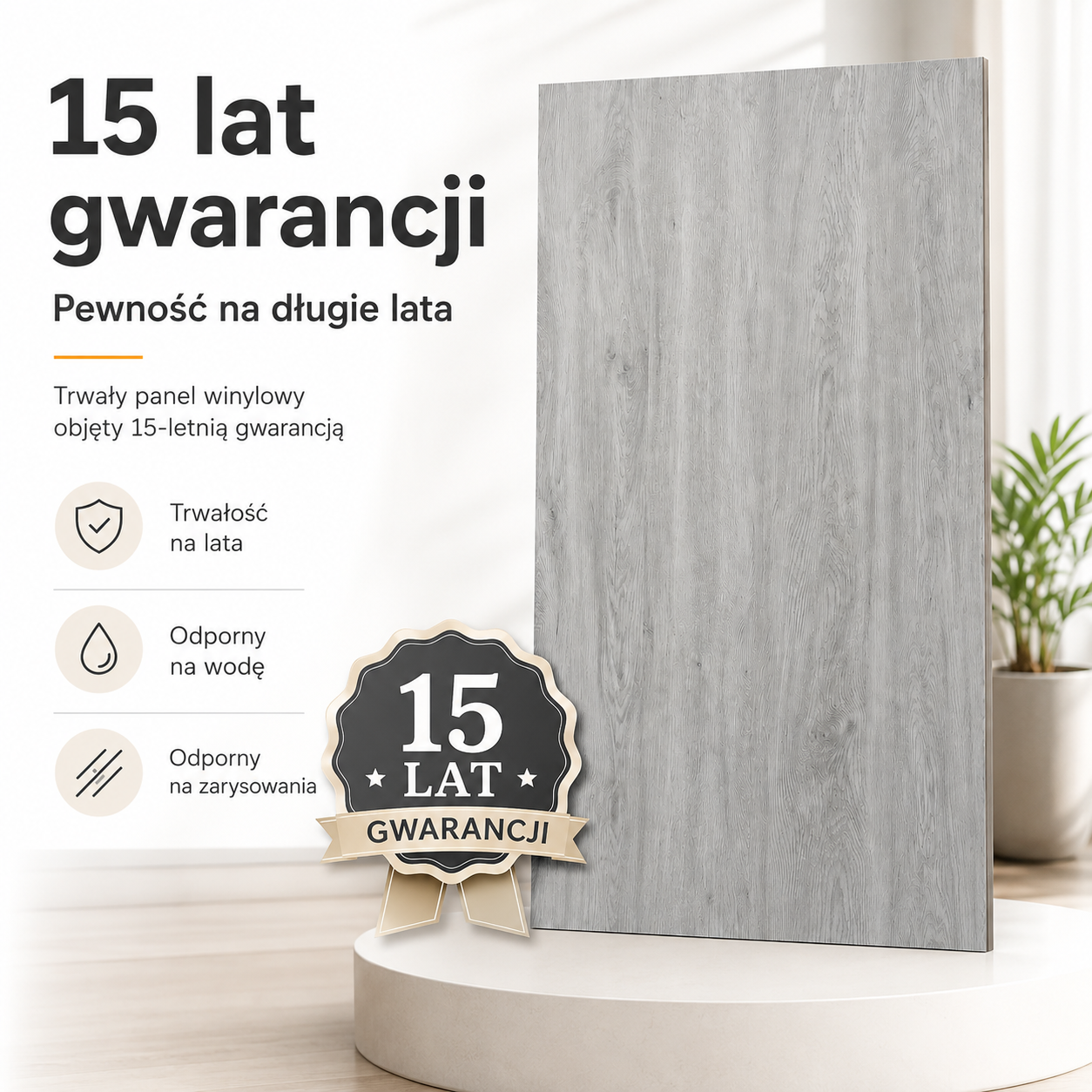 Panele Winylowe SPC - Jasne Szare z Podkładem 5mm na Klik na Podłogówkę AC5 - obrazek 5